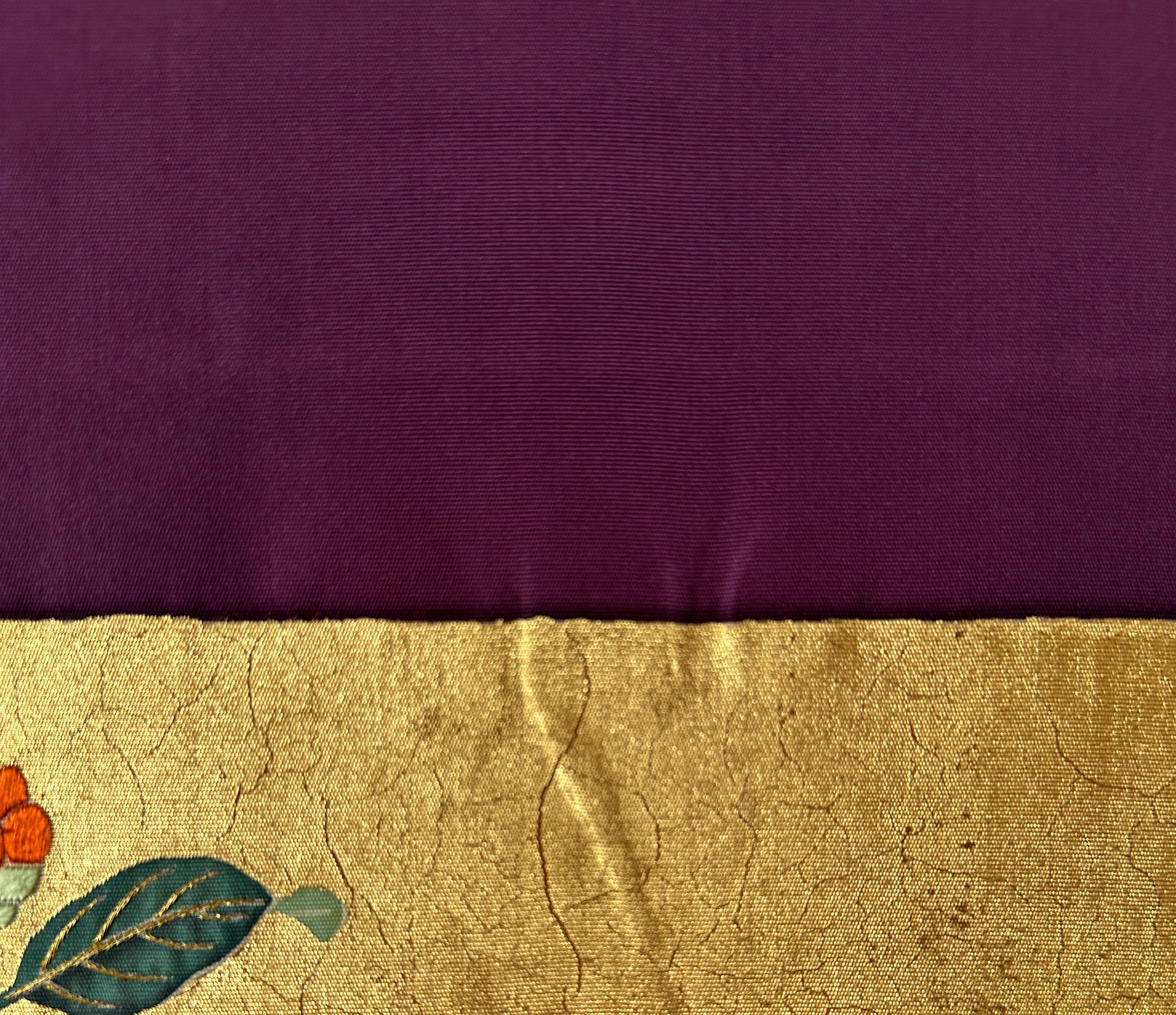 Antico pannello tessile giapponese Obi con uccelli e fiori di camelia, periodo Meiji in vendita 4