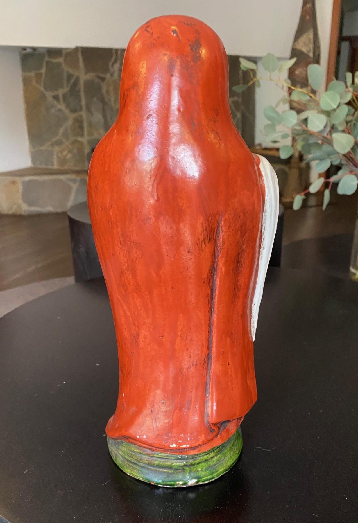 Antique Japanese Okimono Kutani Red-Robed Bodhidharma Monk Daruma Figure Statue For Sale 3