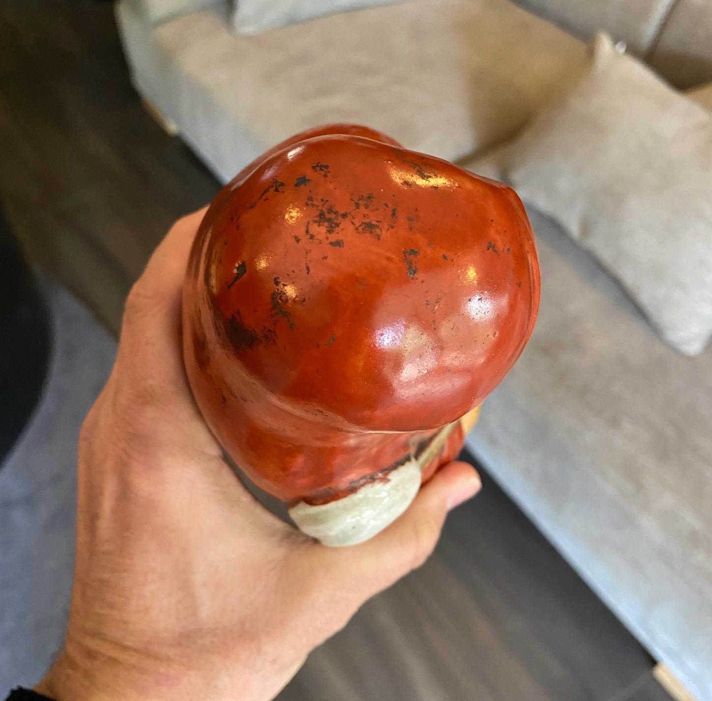Antique Japanese Okimono Kutani Red-Robed Bodhidharma Monk Daruma Figure Statue For Sale 12