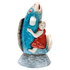 Antigua figura de porcelana japonesa Okimono de Kintaro