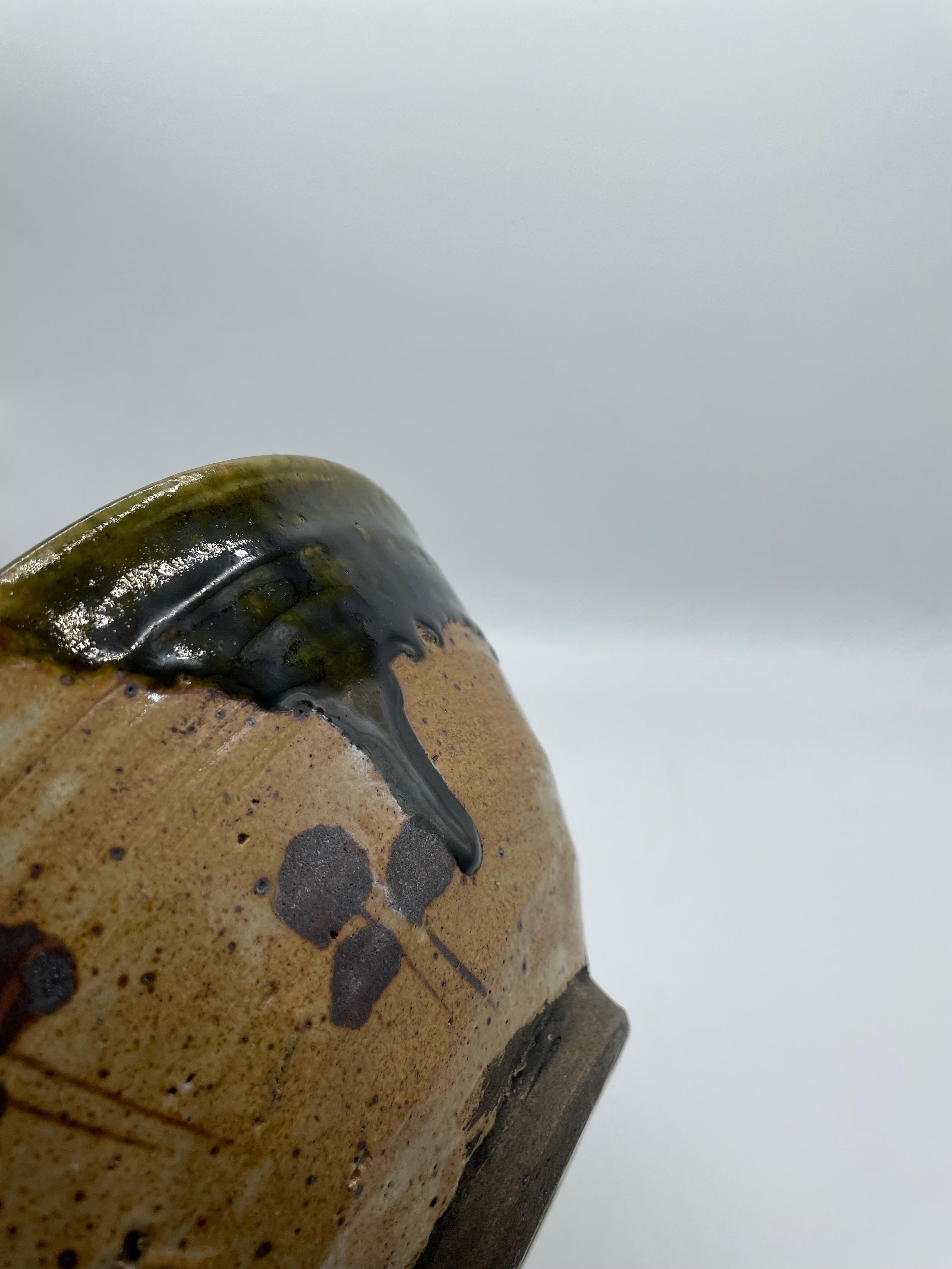 Antique Japanese Oribe Big Serving Bowl 1850s (Edo era) For Sale 4