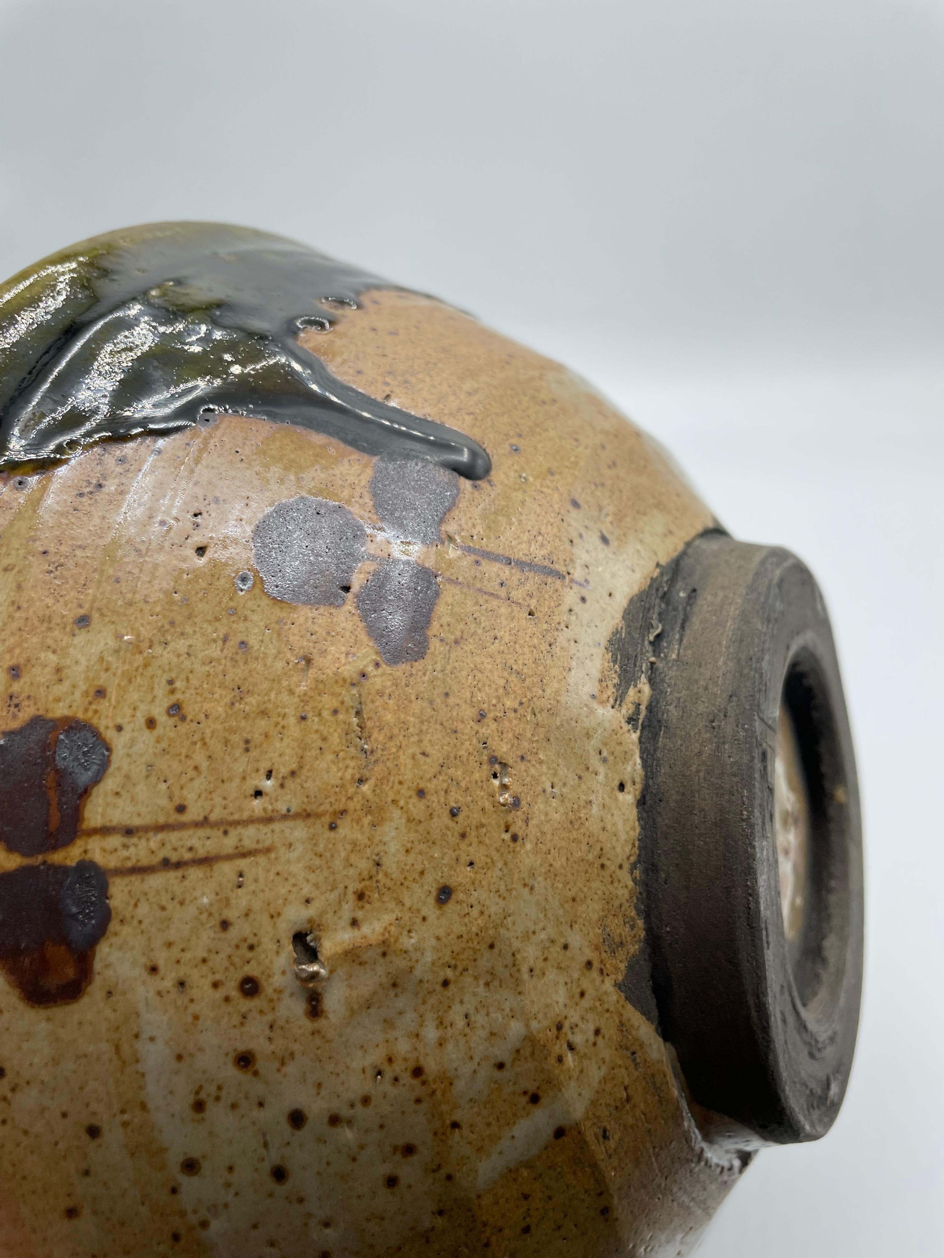 Antique Japanese Oribe Big Serving Bowl 1850s (Edo era) For Sale 6