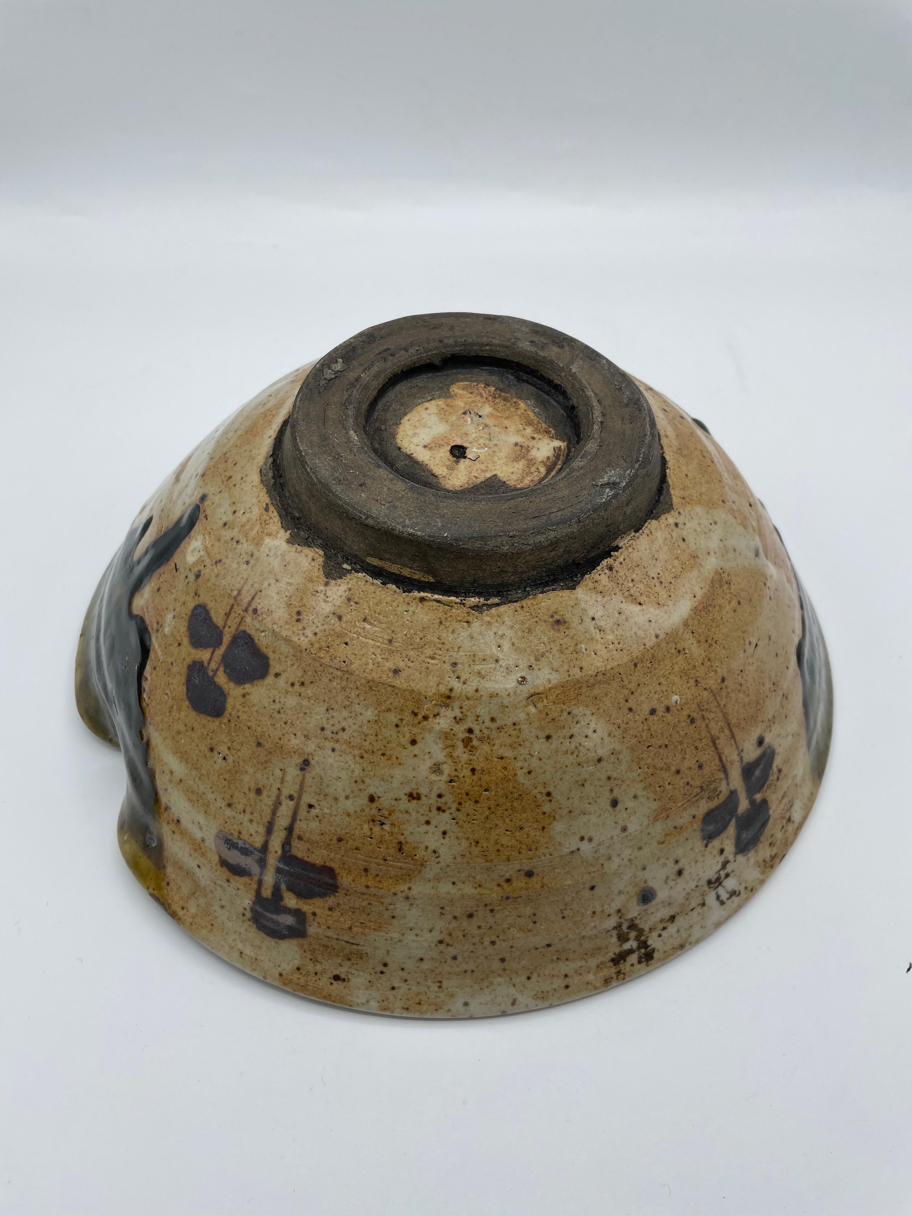 Mid-19th Century Antique Japanese Oribe Big Serving Bowl 1850s (Edo era) For Sale