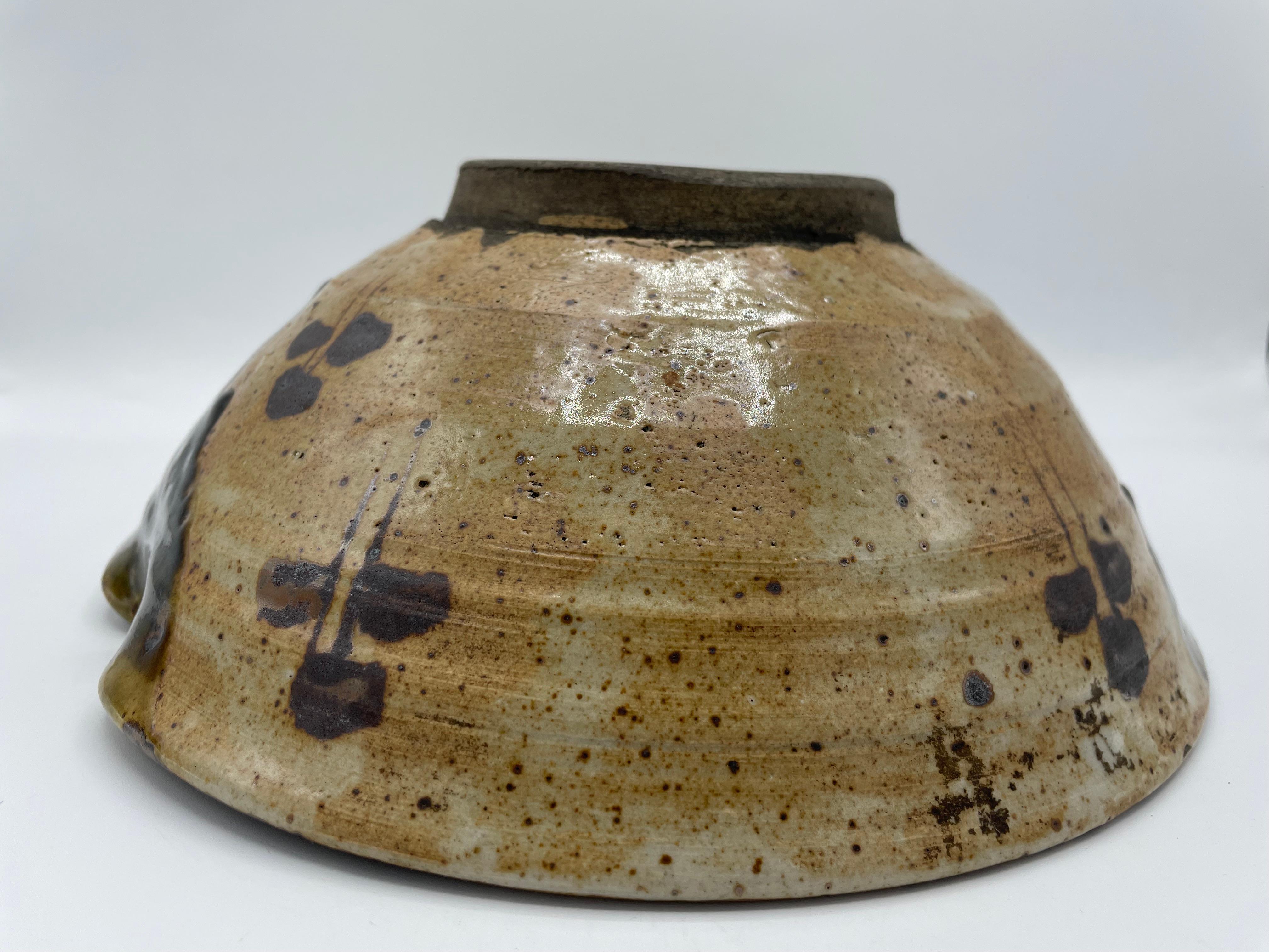 Porcelain Antique Japanese Oribe Big Serving Bowl 1850s (Edo era) For Sale