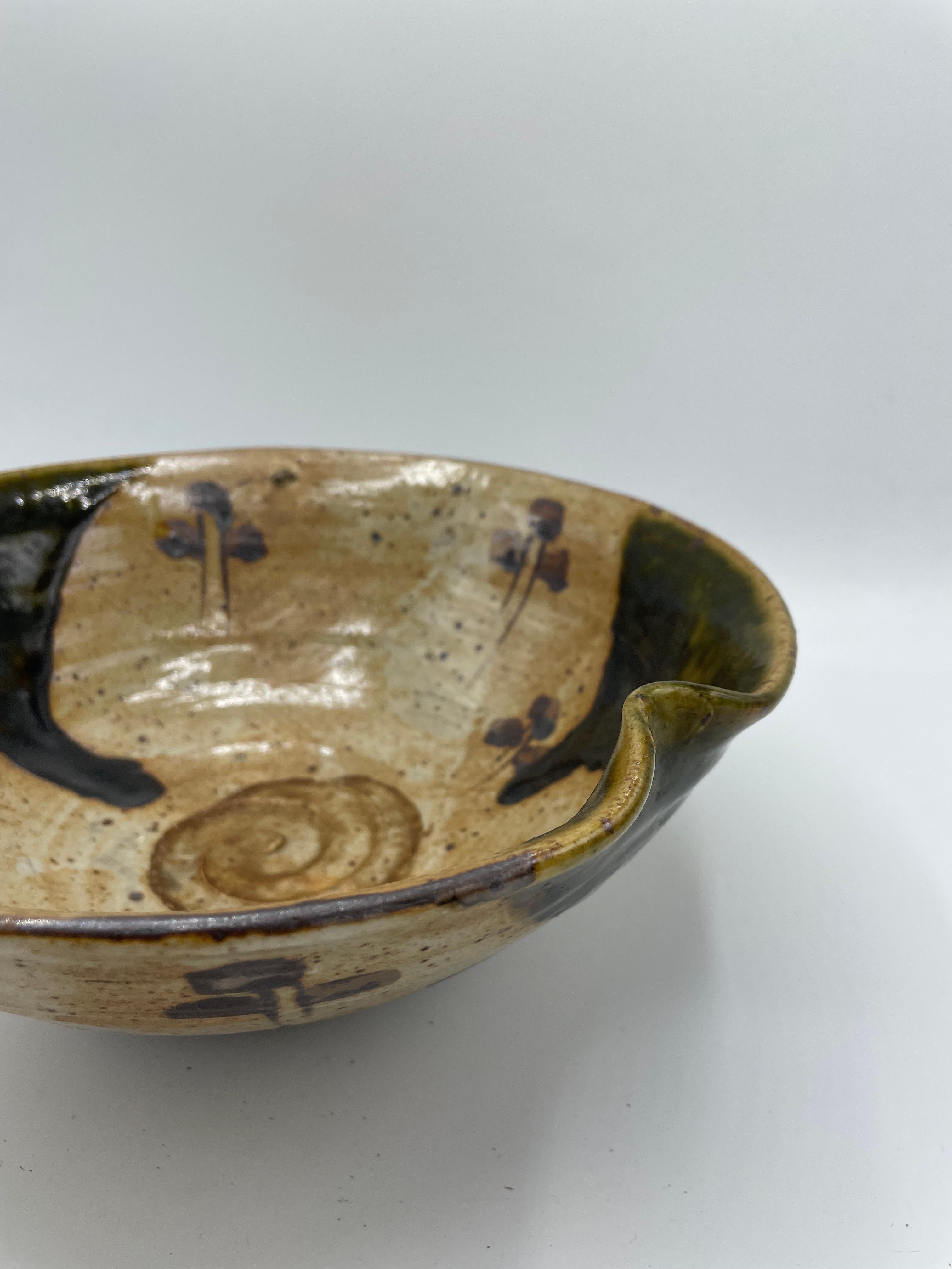Antique Japanese Oribe Big Serving Bowl 1850s (Edo era) 2