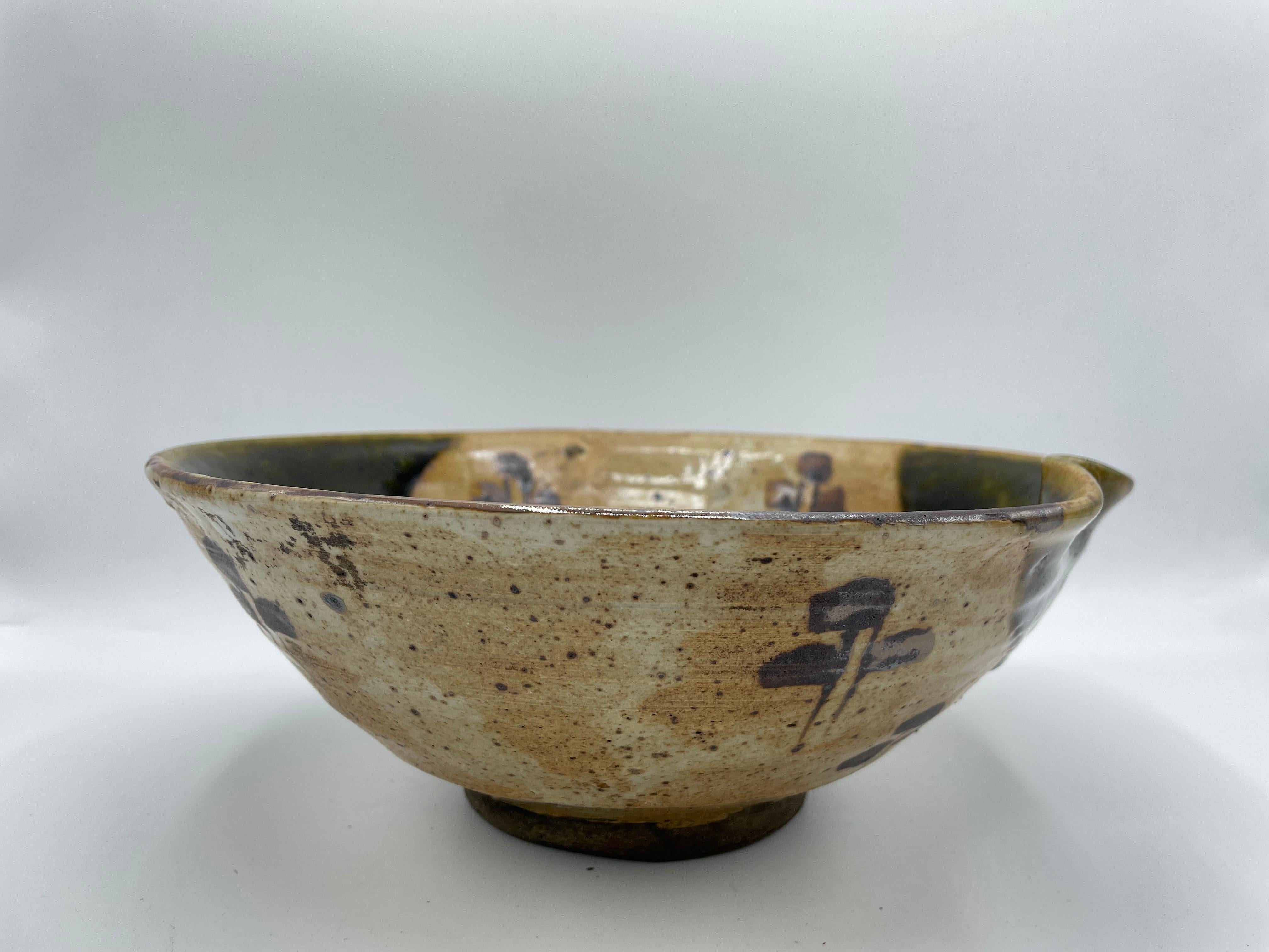 Antique Japanese Oribe Big Serving Bowl 1850s (Edo era) For Sale 3