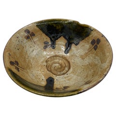Antique Japanese Oribe Big Serving Bowl 1850s (Edo era)