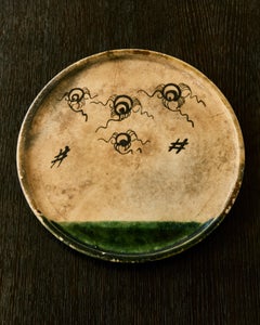 Antique Japanese Oribe Ceramic Plate
