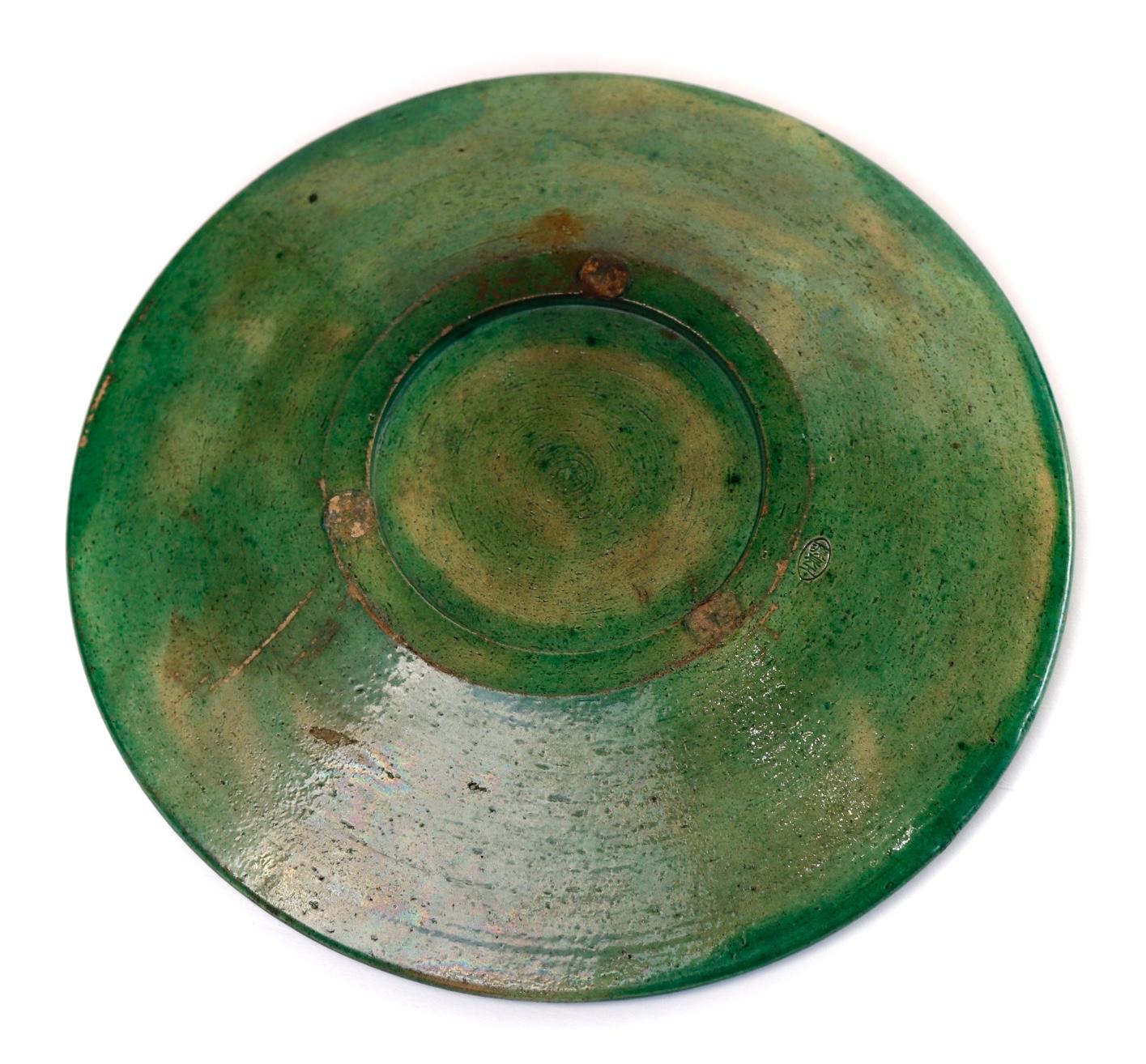 Meiji Antique Japanese Oribe Style Ceramic Abura-Zara For Sale