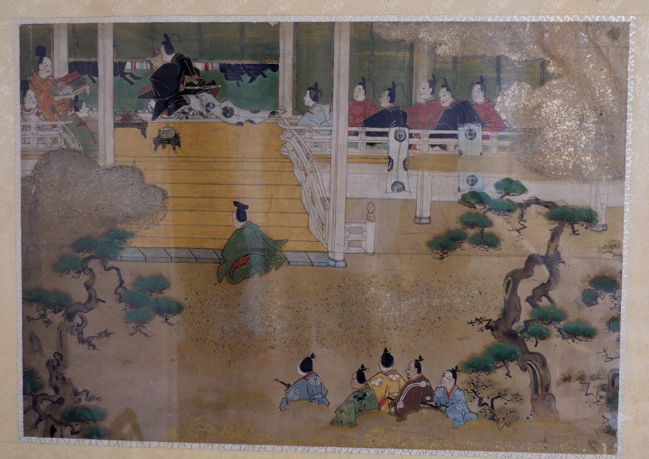 Antique Japanese Painting Tale of Genji, Ric.J011 In Good Condition In Norton, MA