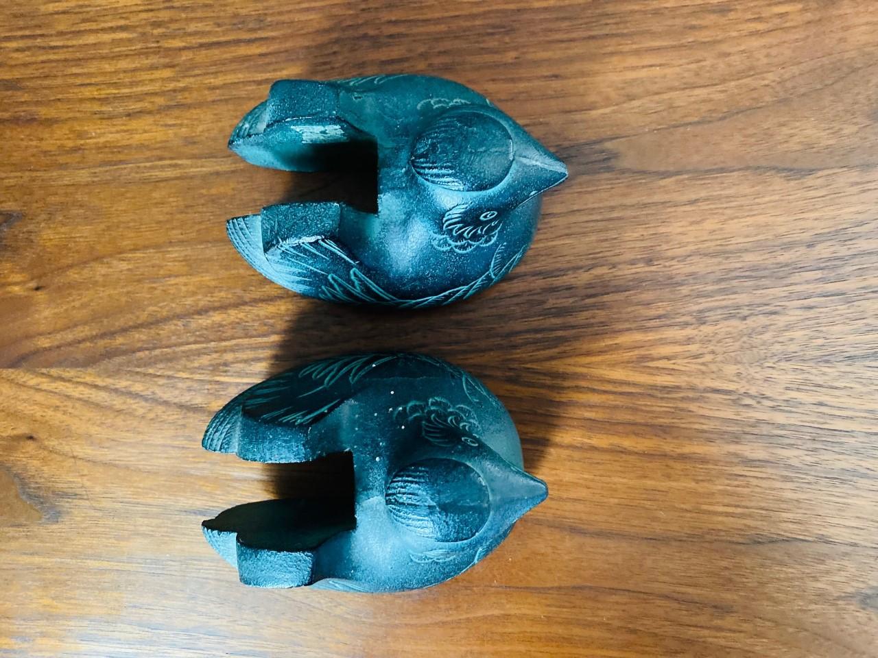 Cast Antique Japanese Pair Bronze Mandarin Duck Screen Holders