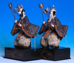 Japanese Pair of Seated Minister Dolls, Hina Ningyo, House of Takeda, Edo