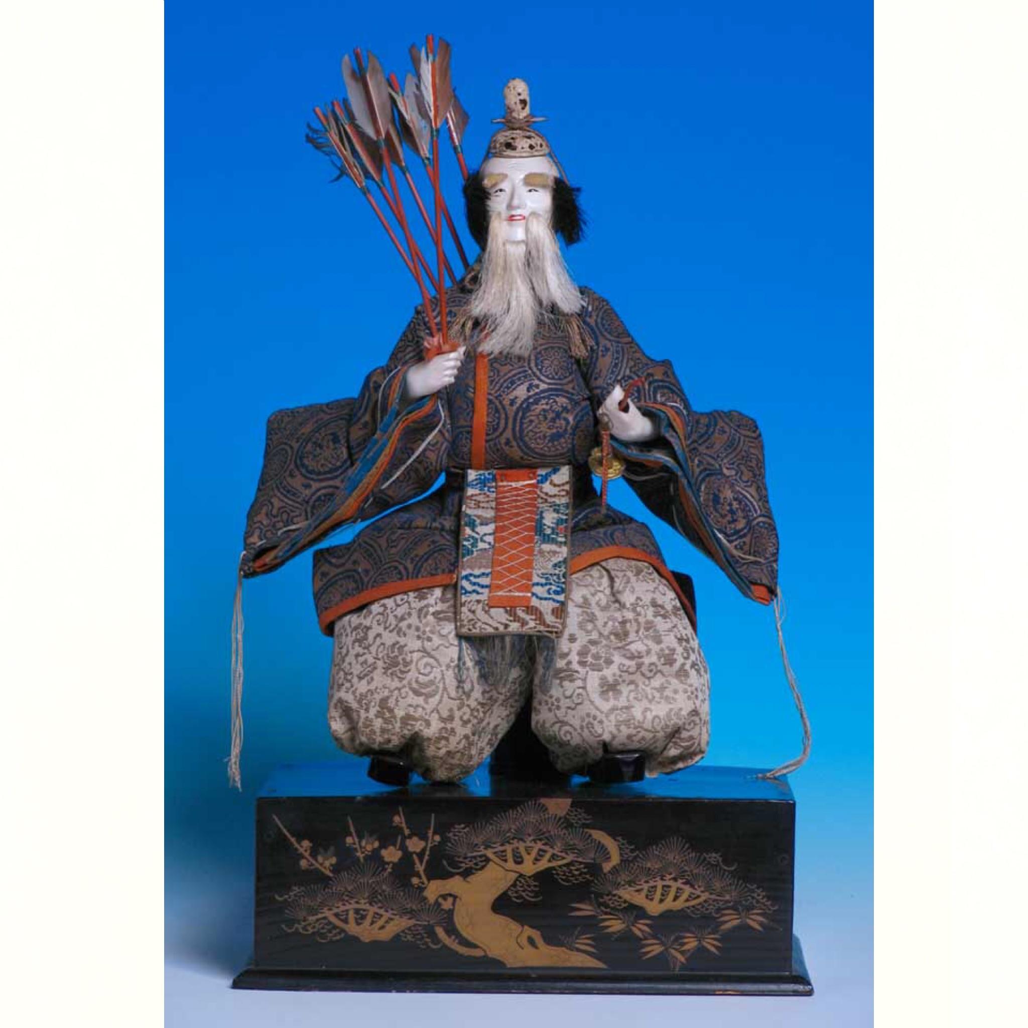 Early 19th Century Japanese Pair of Seated Minister Dolls, Hina Ningyo, House of Takeda, Edo For Sale