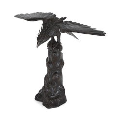 Antique Japanese patinated bronze eagle