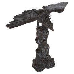 Antique Japanese patinated bronze eagle