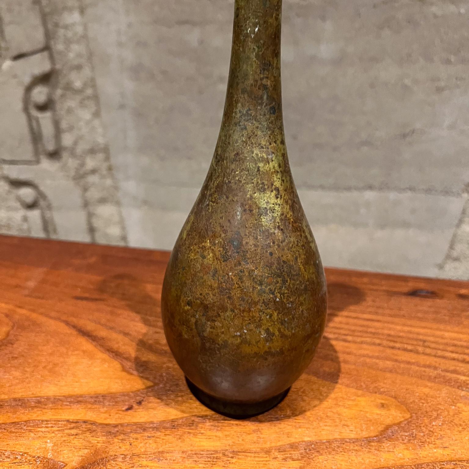 Antique Japanese Patinated Bronze Vase In Good Condition For Sale In Chula Vista, CA