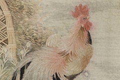 Antique Japanese Pictorial Tapestry with Rooster in Landscape - Rug & Kilim