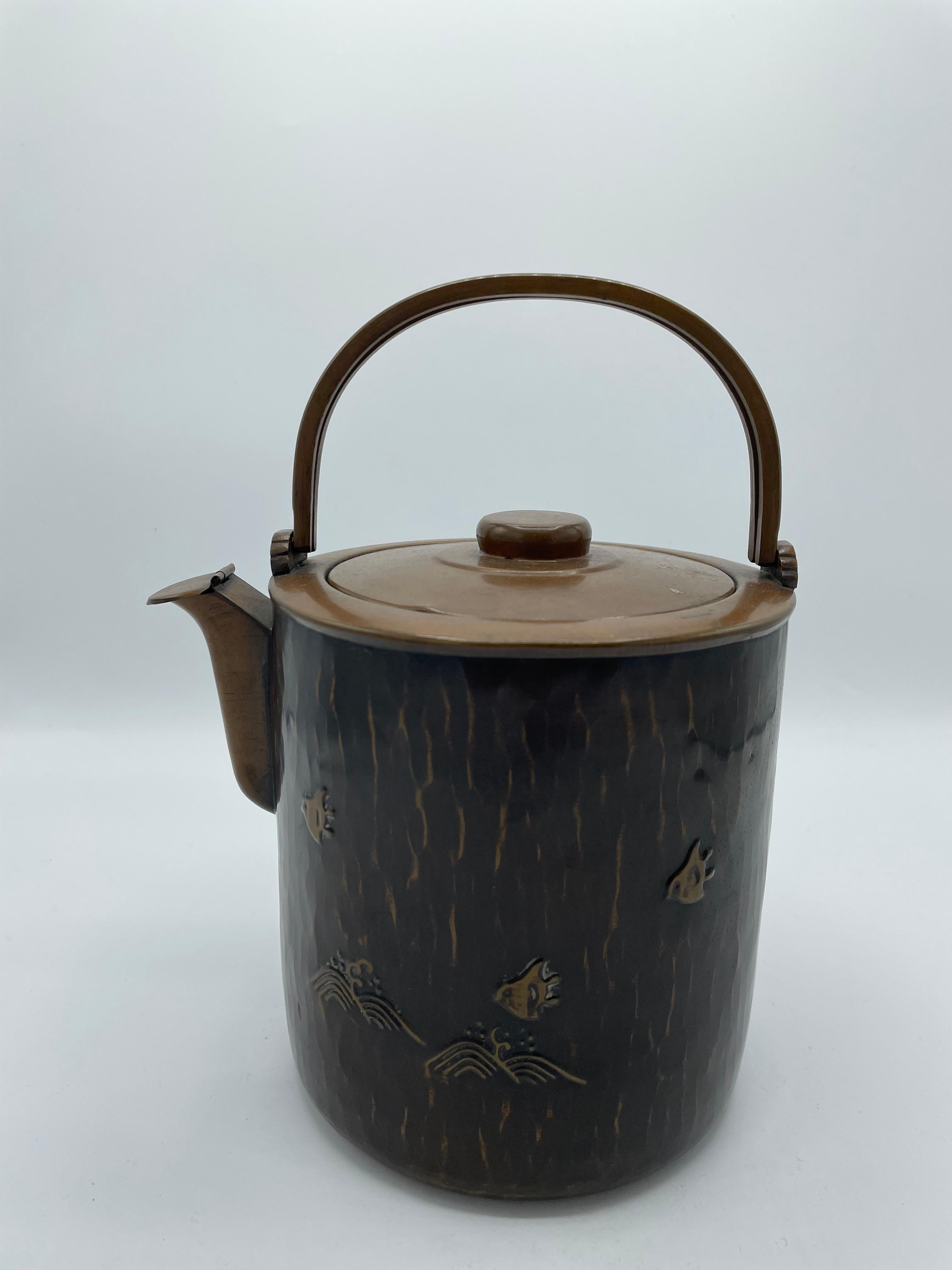 Antique Japanese Pitcher with Copper in 1920s for Tea Ceremony In Good Condition In Paris, FR