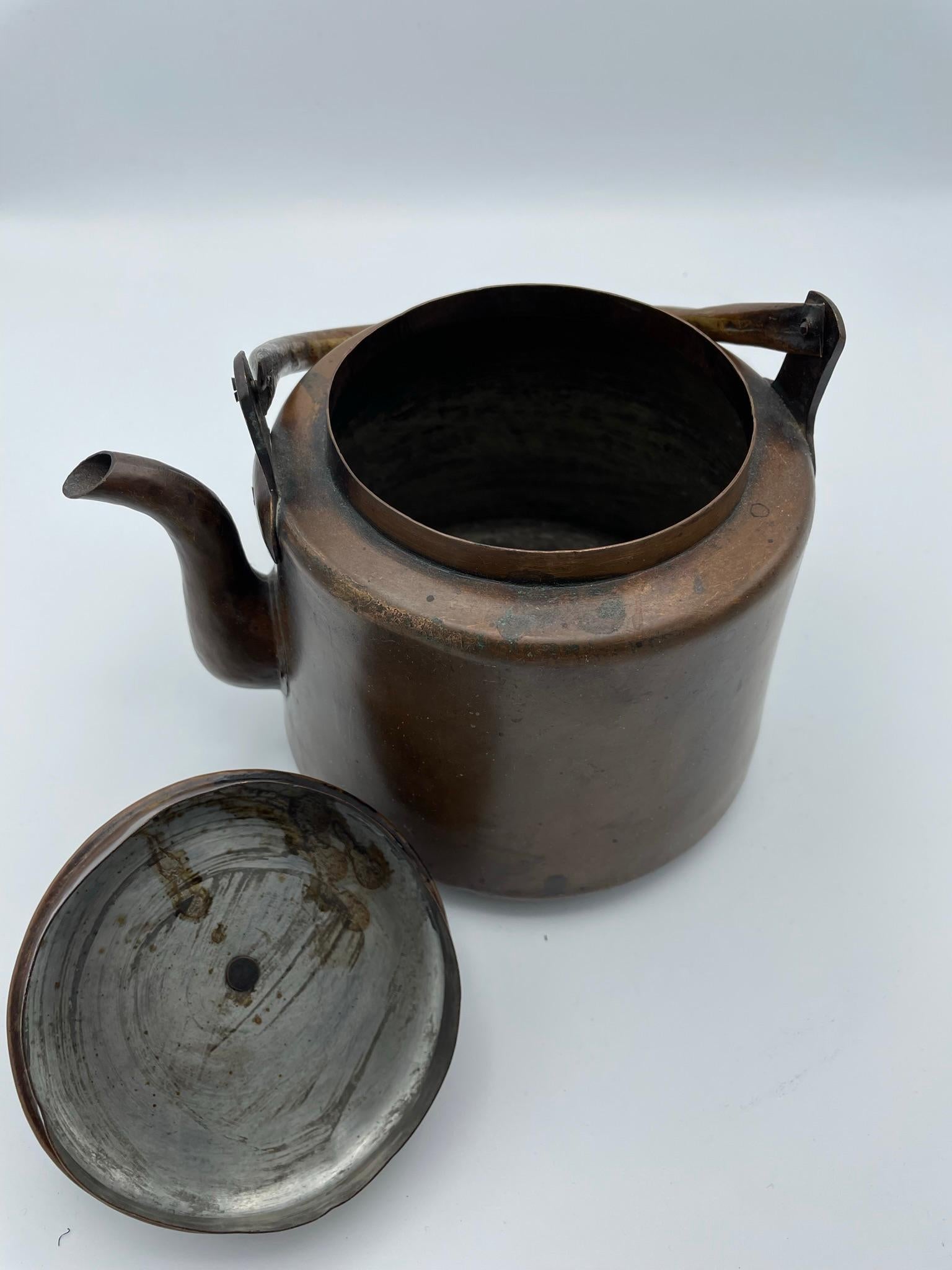 Antique Japanese Pitcher 'Yakan' with Copper 1920s for Tea Ceremony For Sale 5