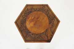 Antique Japanese Plant Stand, Carved Lacquered Lamp Table, Meiji Period, H132