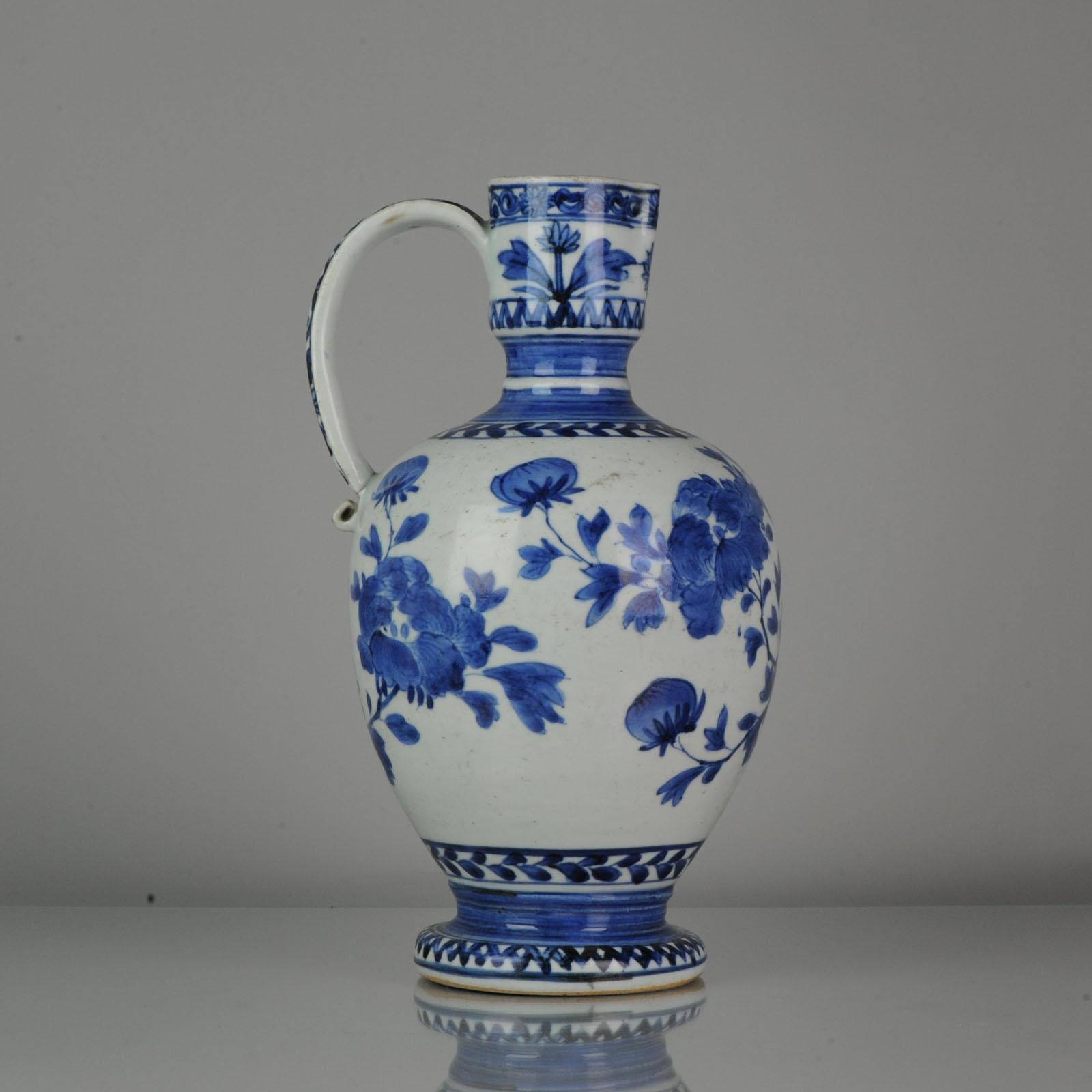 Antique Japanese Plate circaa 1670-1700 Arita Japan Porcelain Jug Flowers For Sale 1
