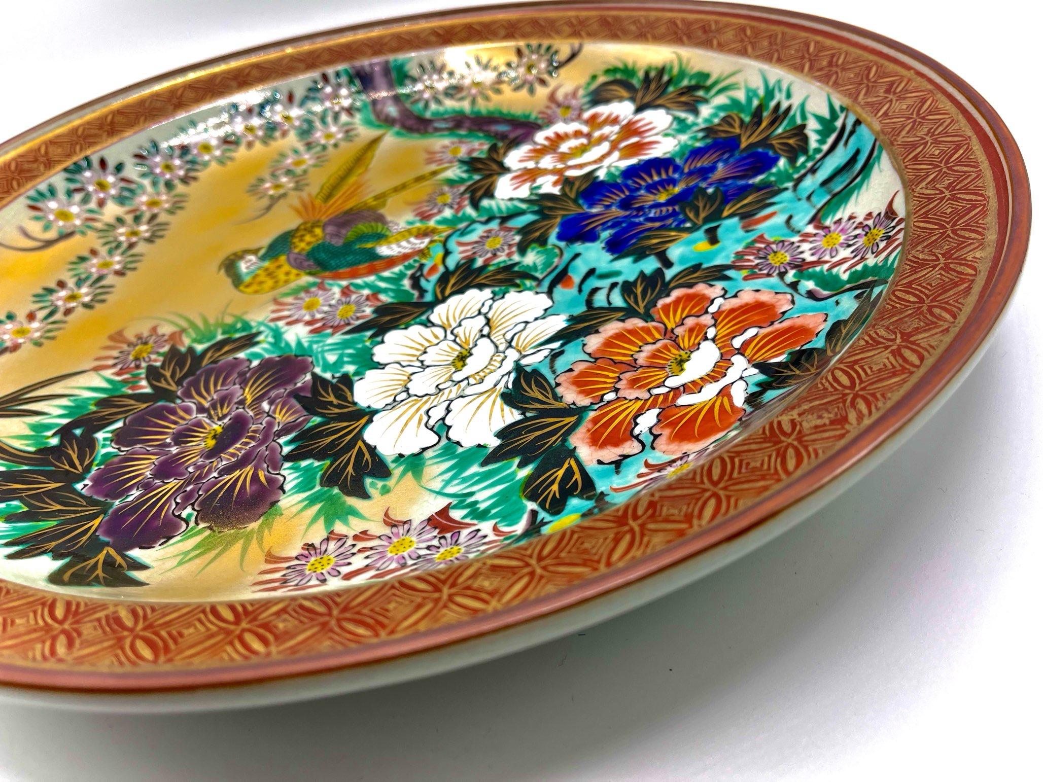Japonisme Antique Japanese Plate Kutaniyaki 1950s For Sale