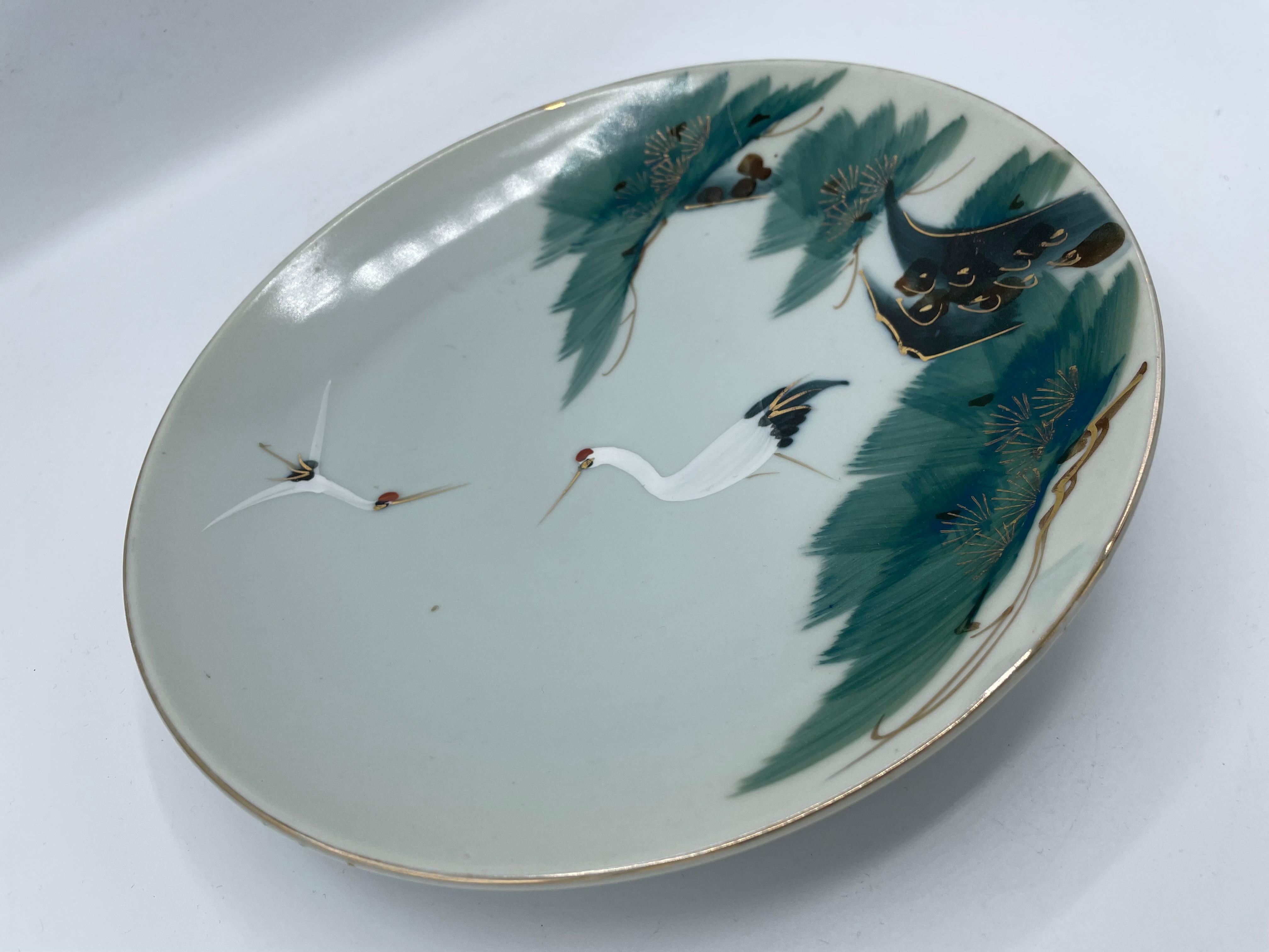 Antique Japanese Plate with Cranes 1960s For Sale 2