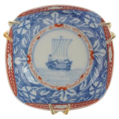 Antike japanische polychrome Meiji-Arita-Schale aus Porzellan, 19. Jahrhundert SHIP
