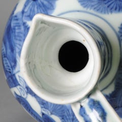 Antique Japanese Porcelain Blue White Edo Period Arita Jug Ewer Figural, 17th C
