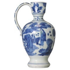 Antique Japanese Porcelain Blue White Edo Period Arita Jug Ewer Figural, 17th C