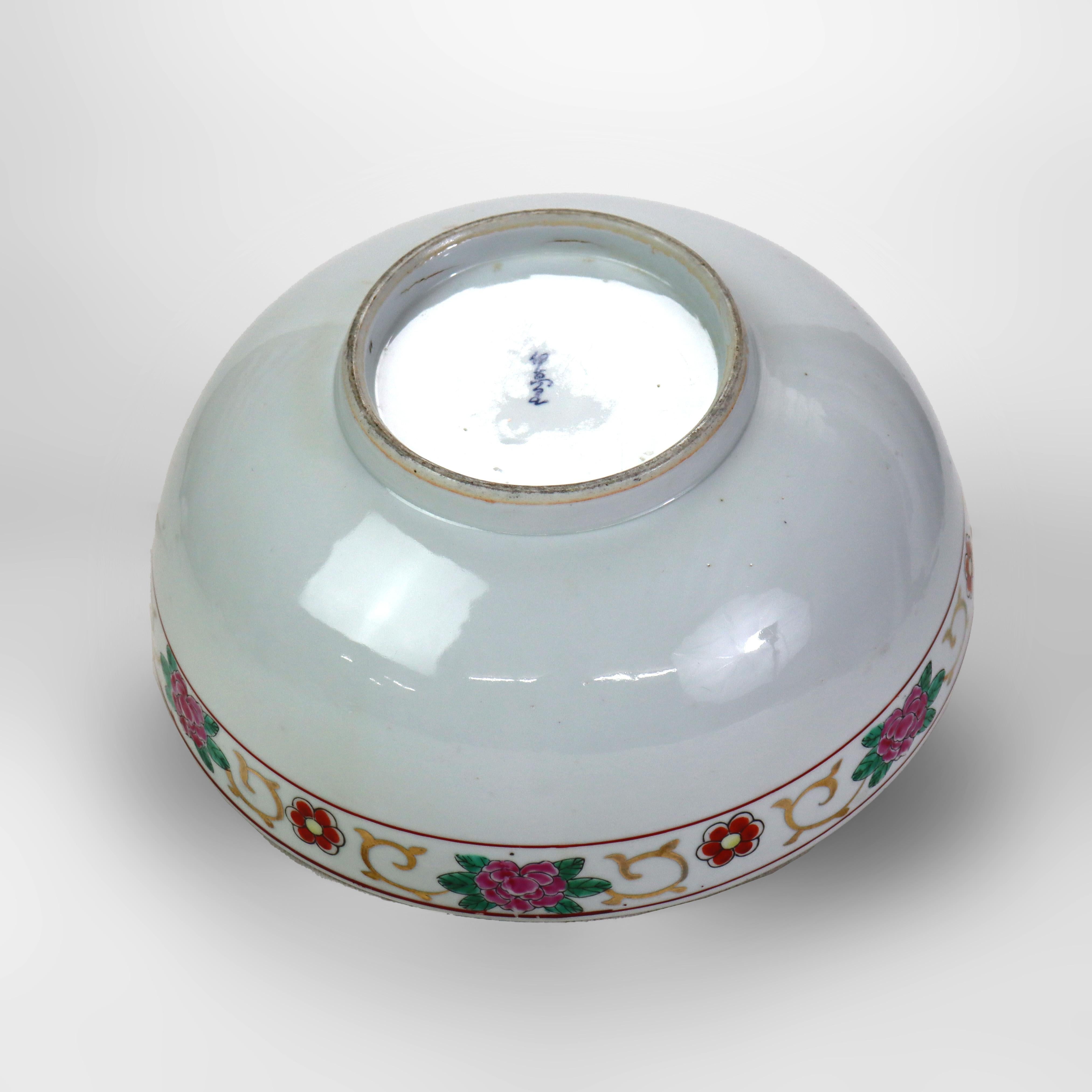 Porcelaine Bol ancien en porcelaine japonaise à motif de fleurs de cerisier signé C1920 en vente