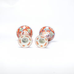 Antique Japanese Porcelain Candle Sticks Edo or Meiji Period, 19th Century