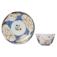 Antike japanische Porzellan Edo-Periode Teeschale Blumenvogel Imari, 1700