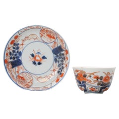 Antique Japanese Porcelain Edo Period Tea Bowl Floral Bird Imari, c. 1700