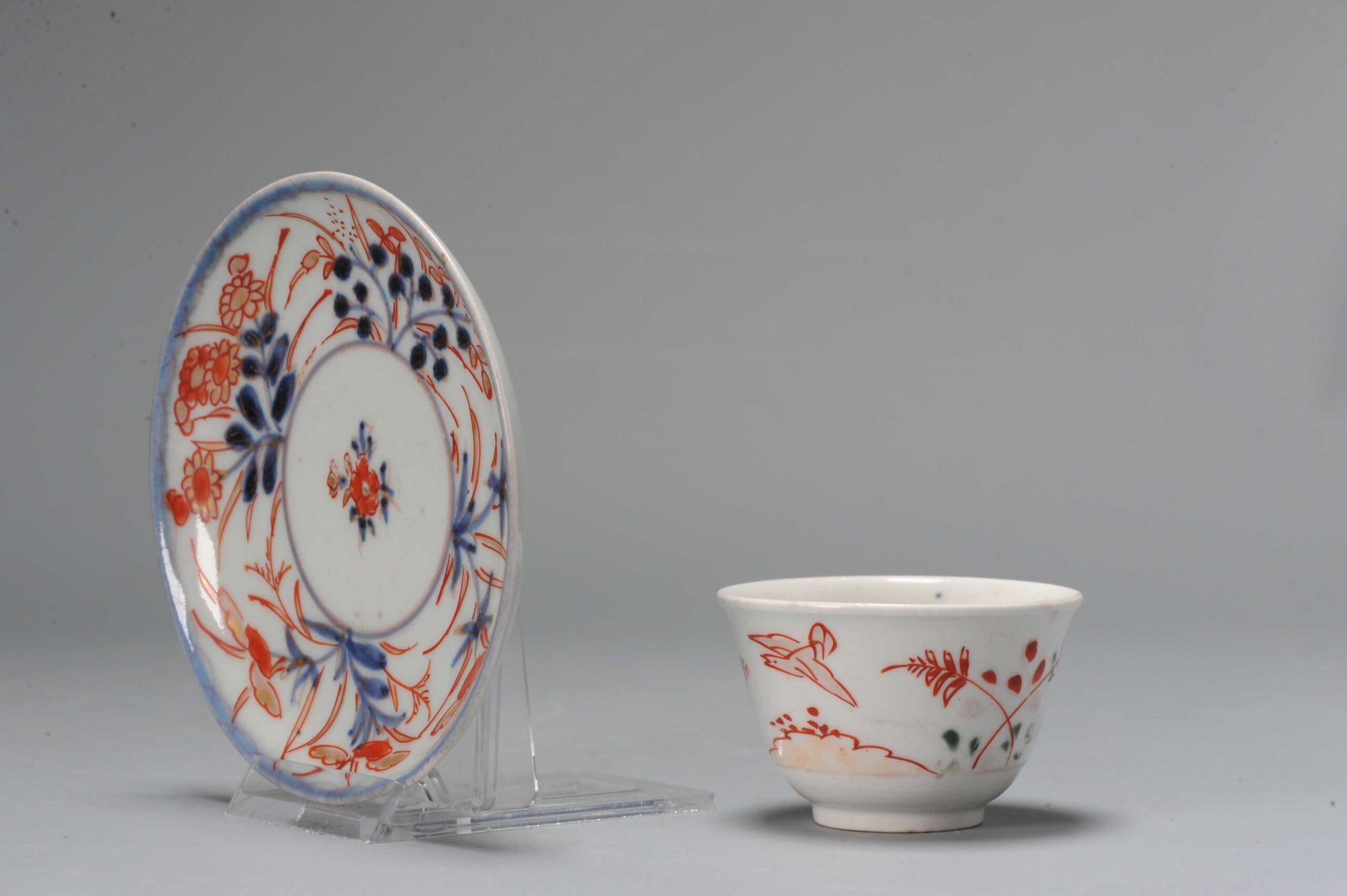 18th Century and Earlier Antique Japanese Porcelain Edo Period Tea Bowl Floral Imari, 17th Century For Sale