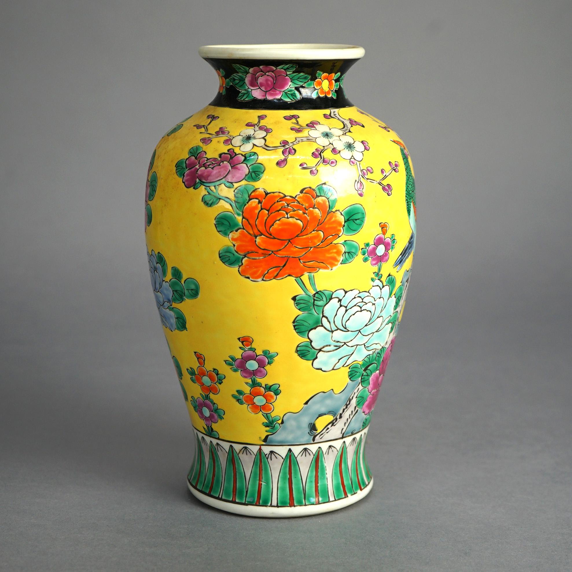 Antike japanische Porzellan emaillierte Vase, Garten &Szene Fasan, hergestellt in Japan, C1910

Maße: 10,75''H x 6,25''B x 6,25''D