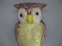 Antique Japanese Porcelain Figural Owl Wall Pocket Vase Meiji Period