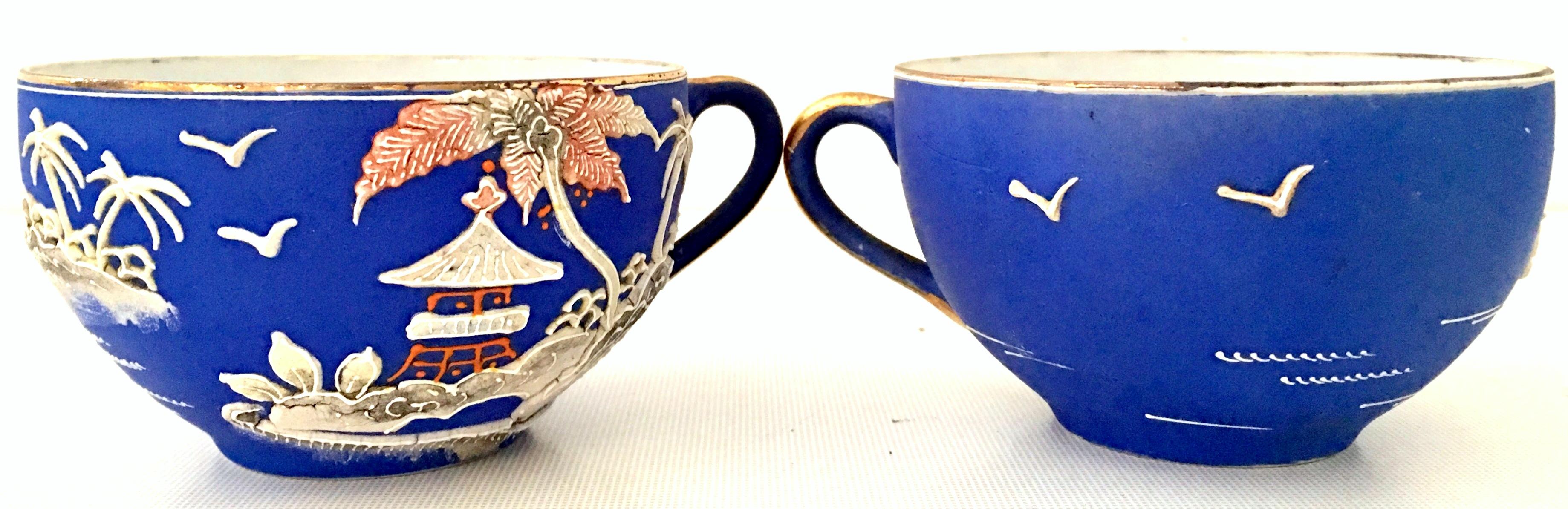 Antique Japanese Porcelain Hand-Painted Moriage Coffee/Tea, S/10 11