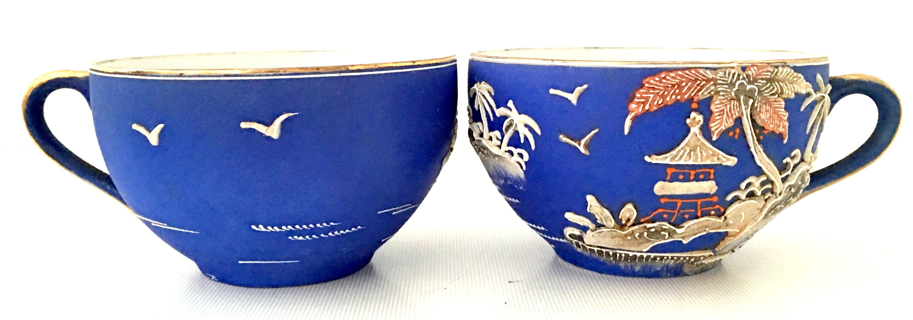 Antique Japanese Porcelain Hand-Painted Moriage Coffee/Tea, S/10 12