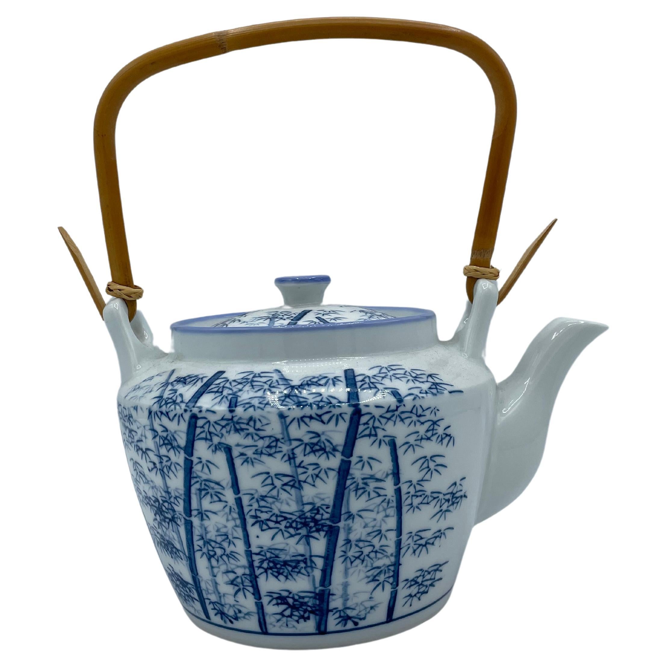 Antique Japanese Porcelain Tea Pot Bamboo 1960 For Sale at 1stDibs