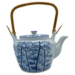 Antique Japanese Porcelain Tea Pot Bamboo 1960