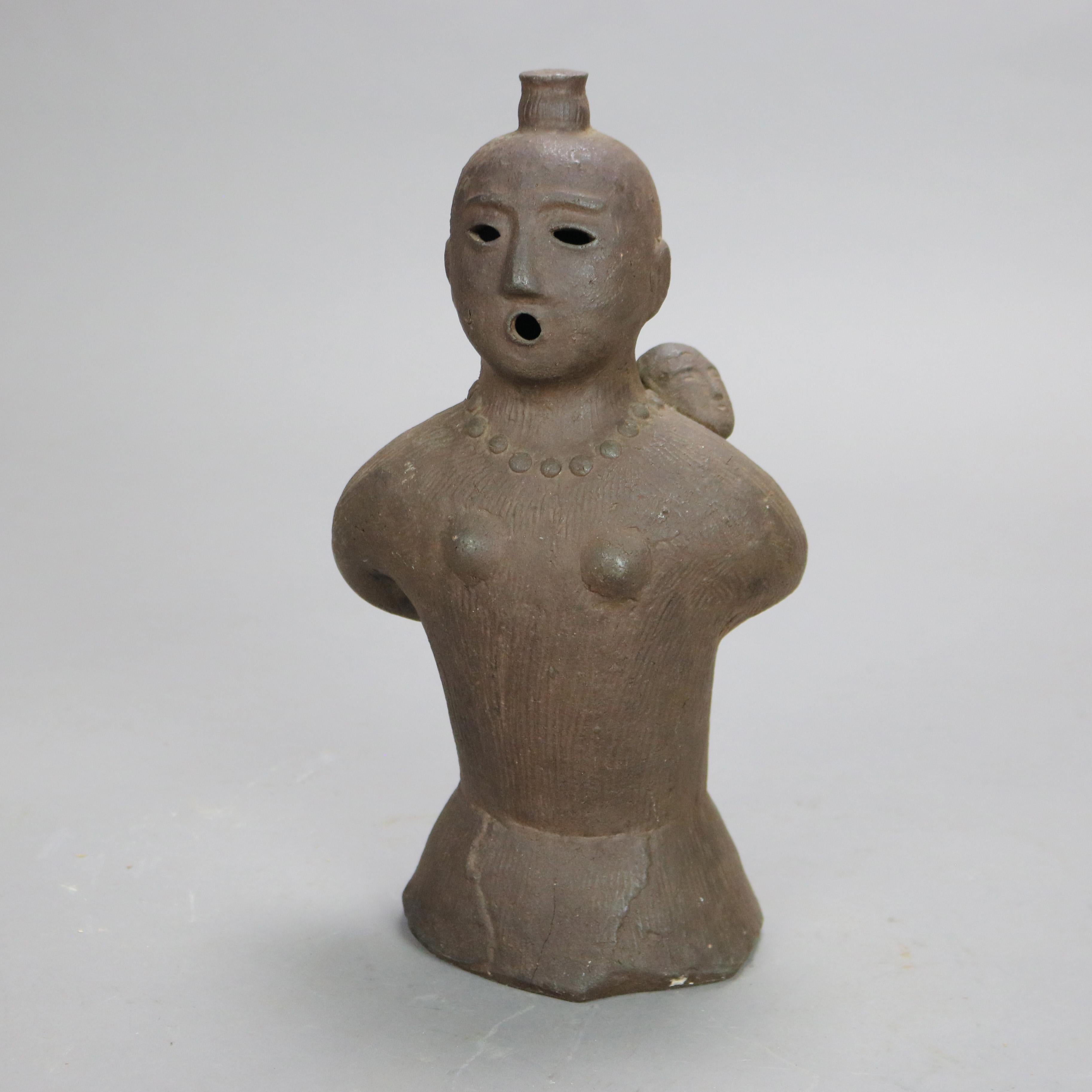 Antica scultura giapponese di ceramica ad effigie di una donna e di un bambino del XVIII secolo

Misure: 11