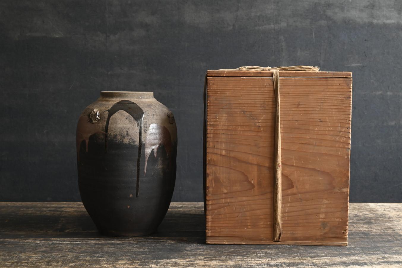 Meiji Antico vaso di ceramica giapponese/1850-1920/vaso con smalto bicolore in vendita