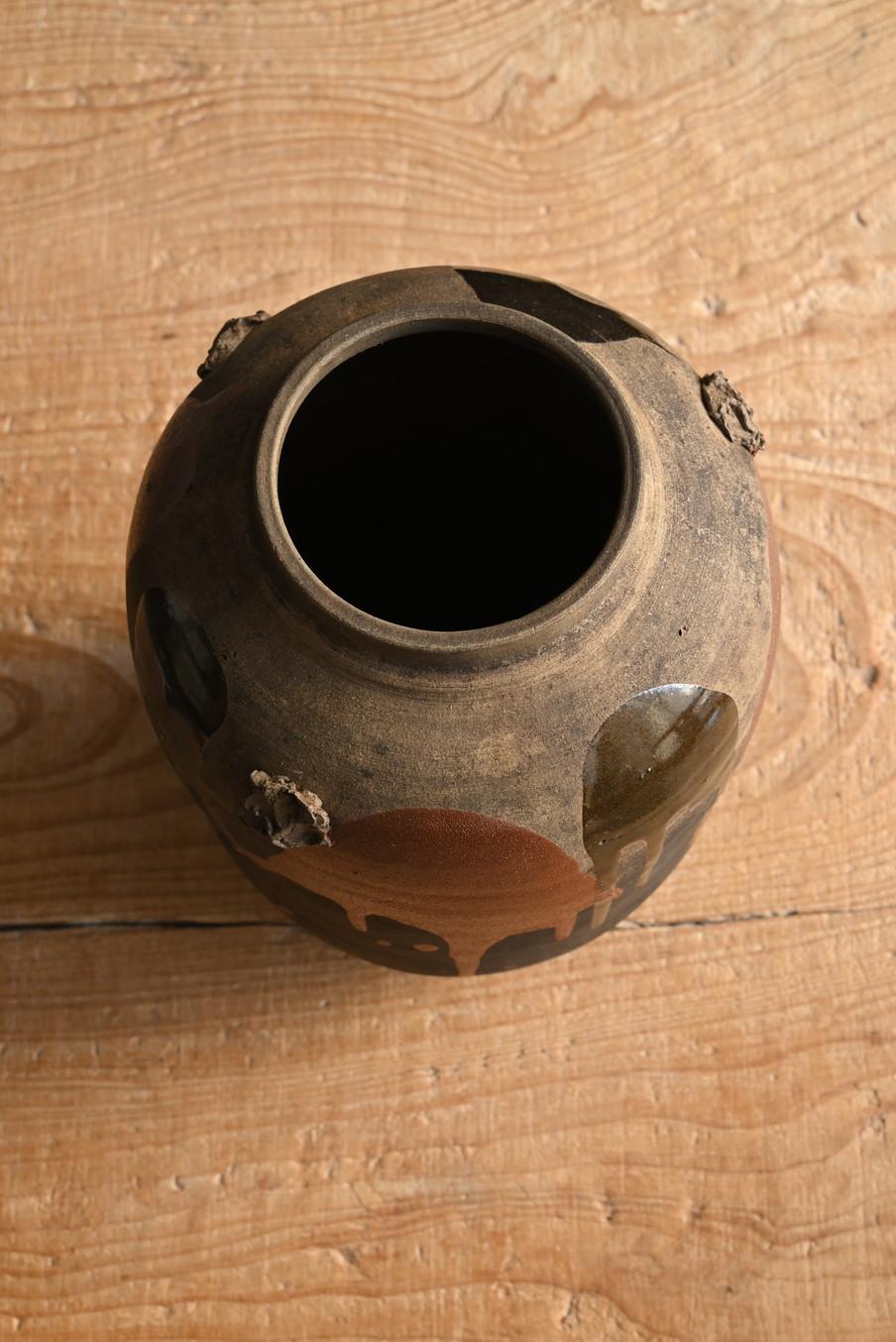 Smaltato Antico vaso di ceramica giapponese/1850-1920/vaso con smalto bicolore in vendita