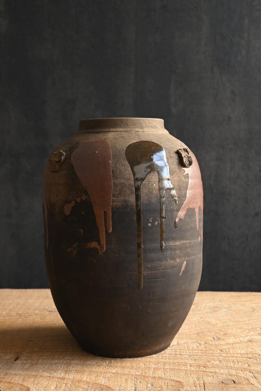 Terracotta Antico vaso di ceramica giapponese/1850-1920/vaso con smalto bicolore in vendita