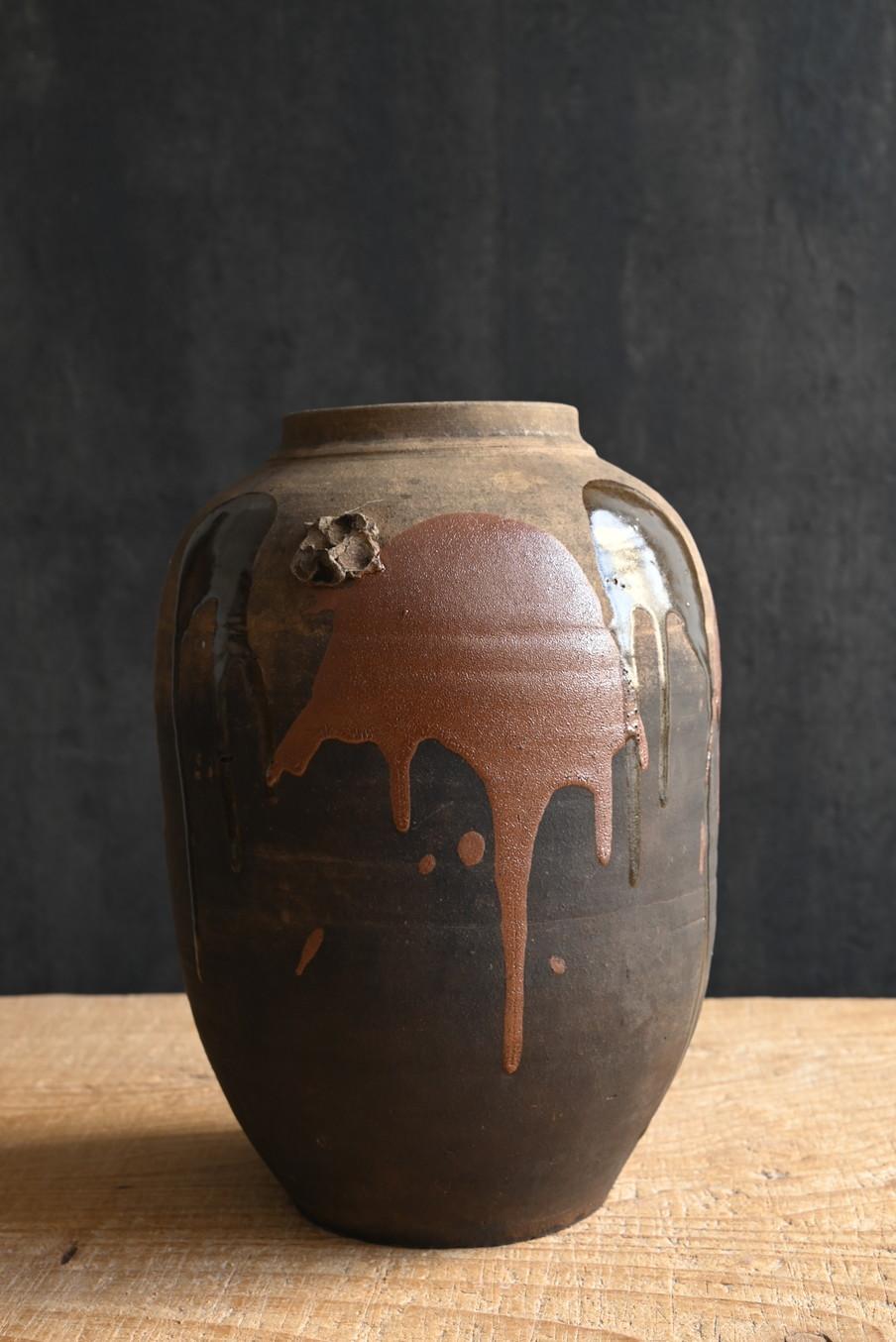 Antico vaso di ceramica giapponese/1850-1920/vaso con smalto bicolore in vendita 1
