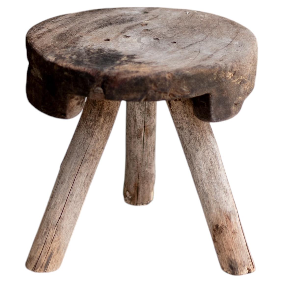 Antique Japanese Primitive Wooden Stool, 1920s, Japan