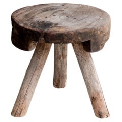 Antique Japanese Primitive Wooden Stool, 1920s, Japan