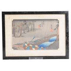 Stampa antica giapponese di Hiroshige, blocco 53 stazioni della strada Tokaido Giappone