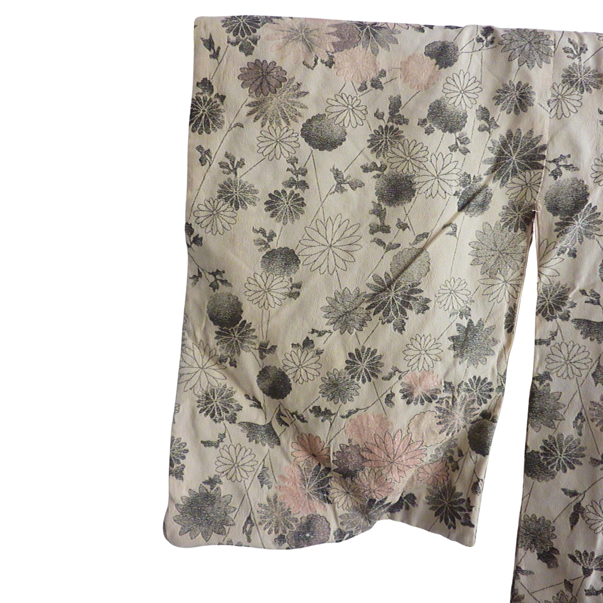 Silver Antique Japanese Rare silver thread Silk Brocade Haori Kimono Jacket  For Sale